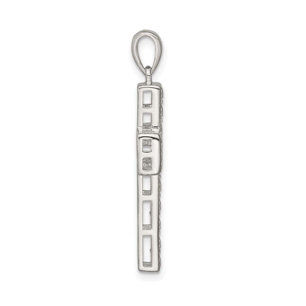 Sterling Silver 925 Rhodium-Plated CZ Cross Pendant Elegant Polished Design