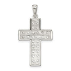 Sterling Silver 925 Rhodium-Plated CZ Cross Pendant Elegant Polished Design