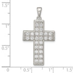 Sterling Silver 925 Rhodium-Plated CZ Cross Pendant Elegant Polished Design