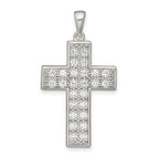 Sterling Silver Rhodium-plated CZ Latin Cross Pendant
