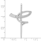 Sophia Jewelers Rhodium-Plated Sterling Silver Unisex CZ Cross Pendant