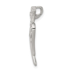 Sterling Silver CZ Dove Pendant with Polished Rhodium Elegance