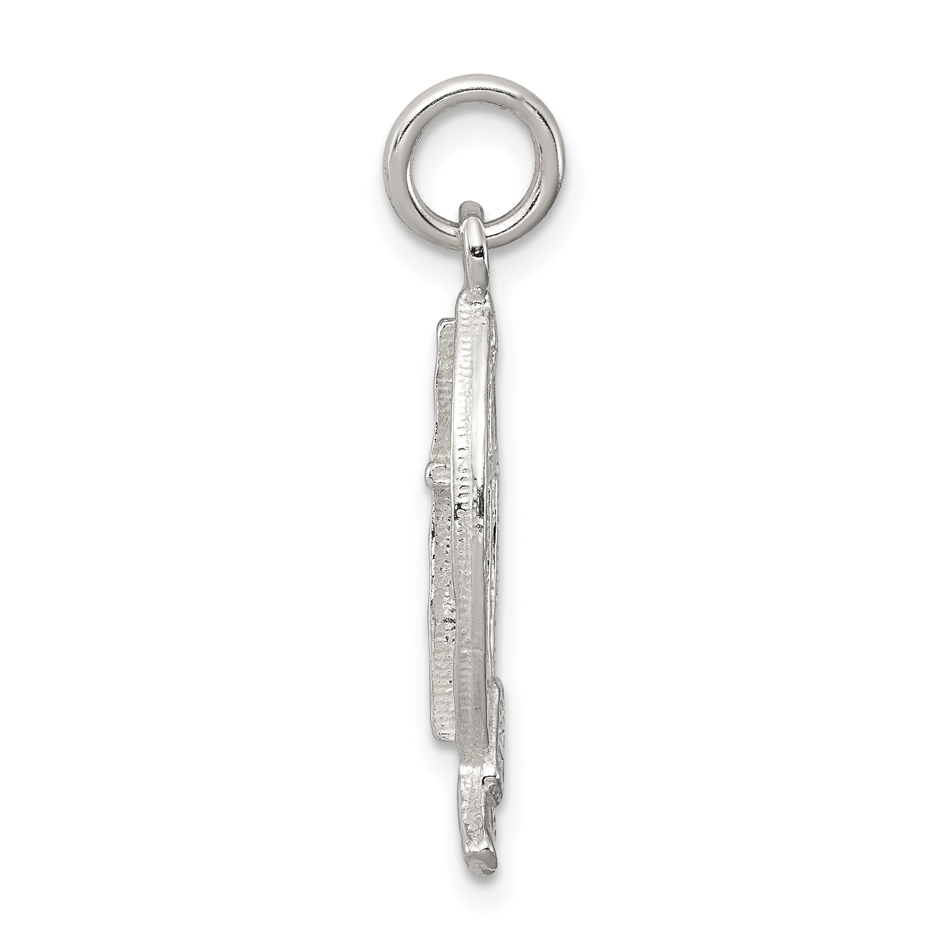 925 Sterling Silver Ichthus Charm with Polished Anti-Tarnish Finish