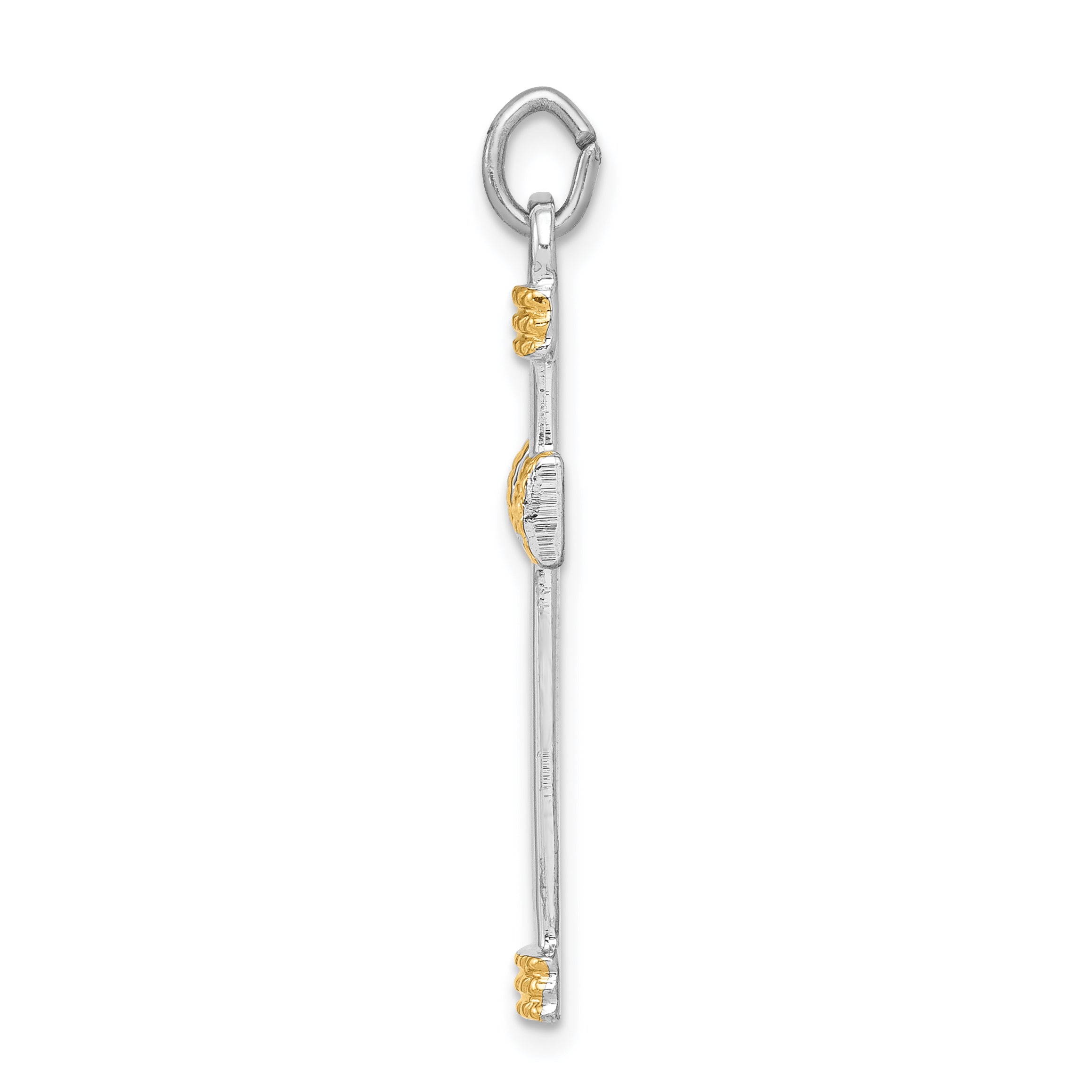 Sterling Silver 18K Gold-Accented Rope Cross Pendant Polished Finish Secondary image
