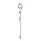 Sterling Silver 18K Gold-Accented Rope Cross Pendant Polished Finish