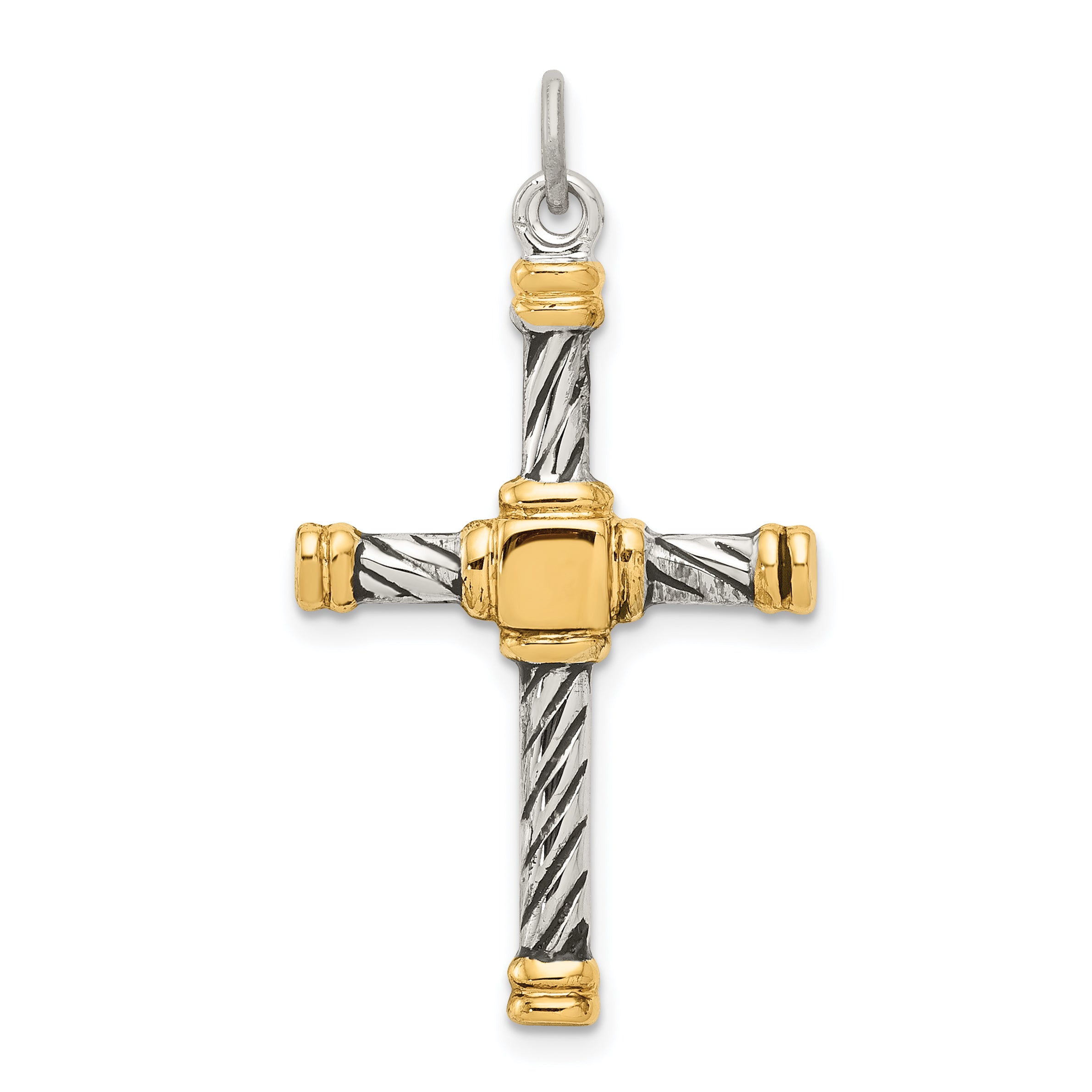 Sterling Silver Antiqued & 18k Gold - plated Cross Pendant Main image