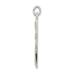Sterling Silver 18K Gold-Plated Cross Pendant with Polished Rhodium Finish