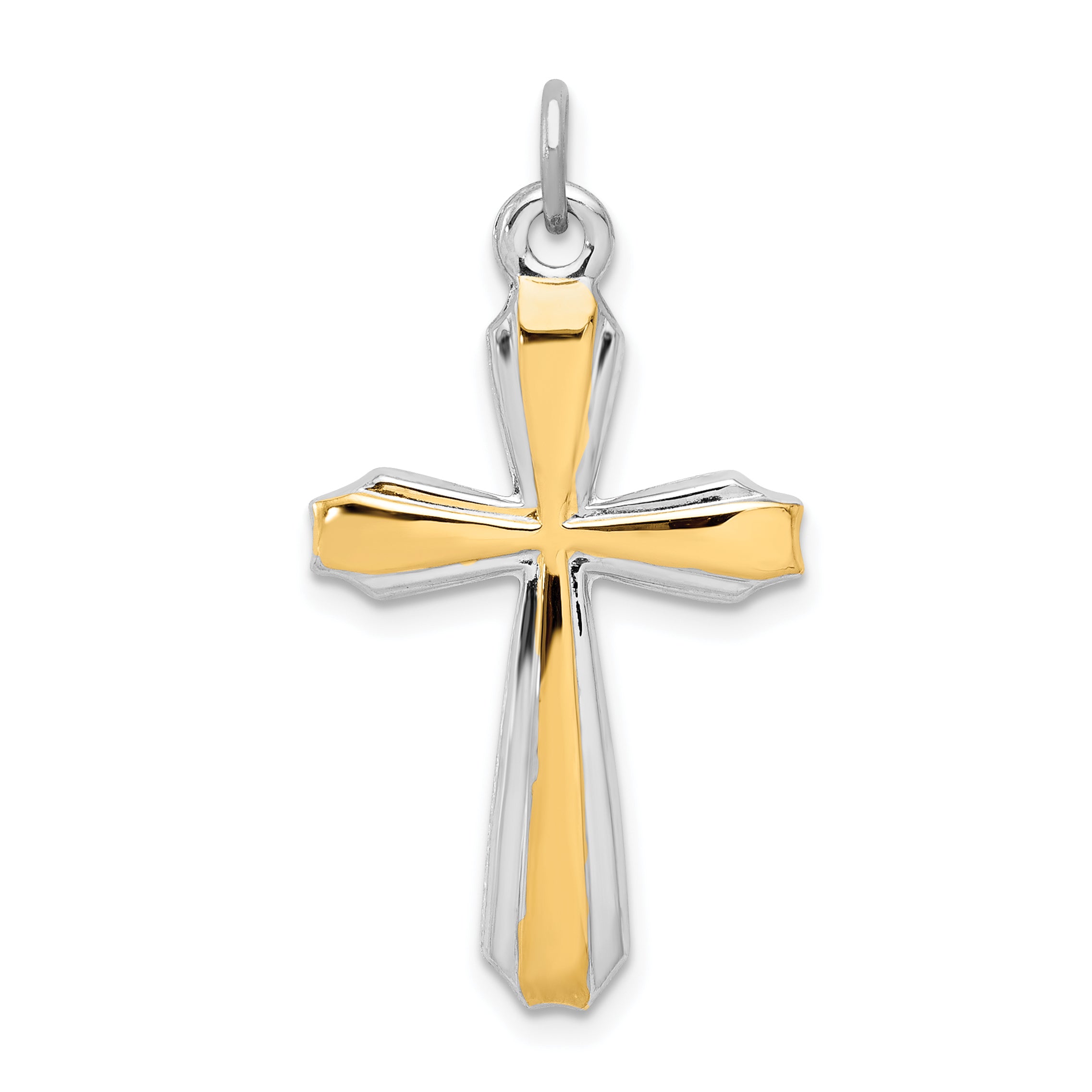 Sterling Silver Rhodium-plated & 18k Gold-plated Cross Pendant Main image