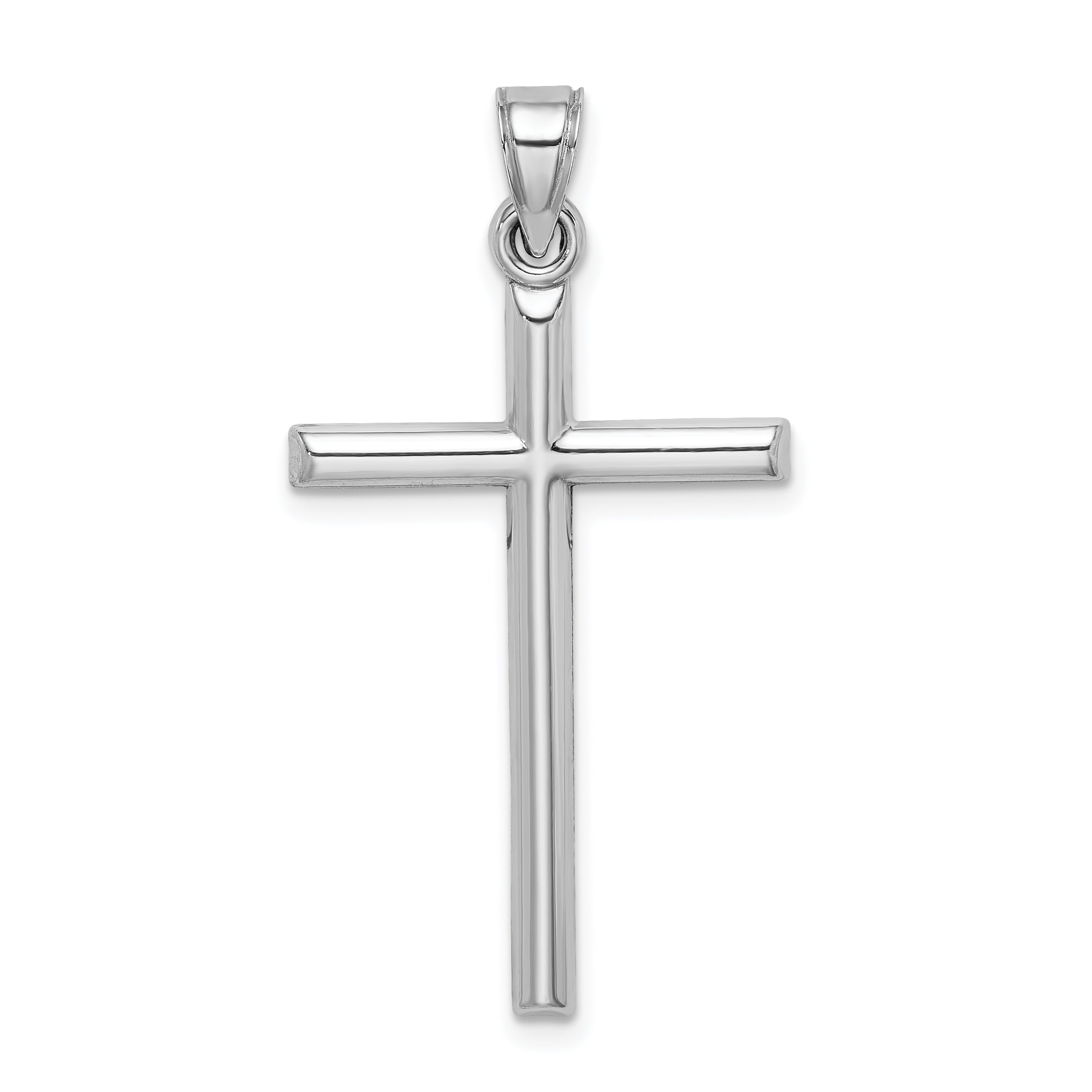 Sterling Silver 925 Polished Latin Cross Pendant with Rhodium Finish