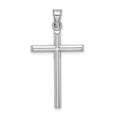 Sterling Silver 925 Polished Latin Cross Pendant with Rhodium Finish