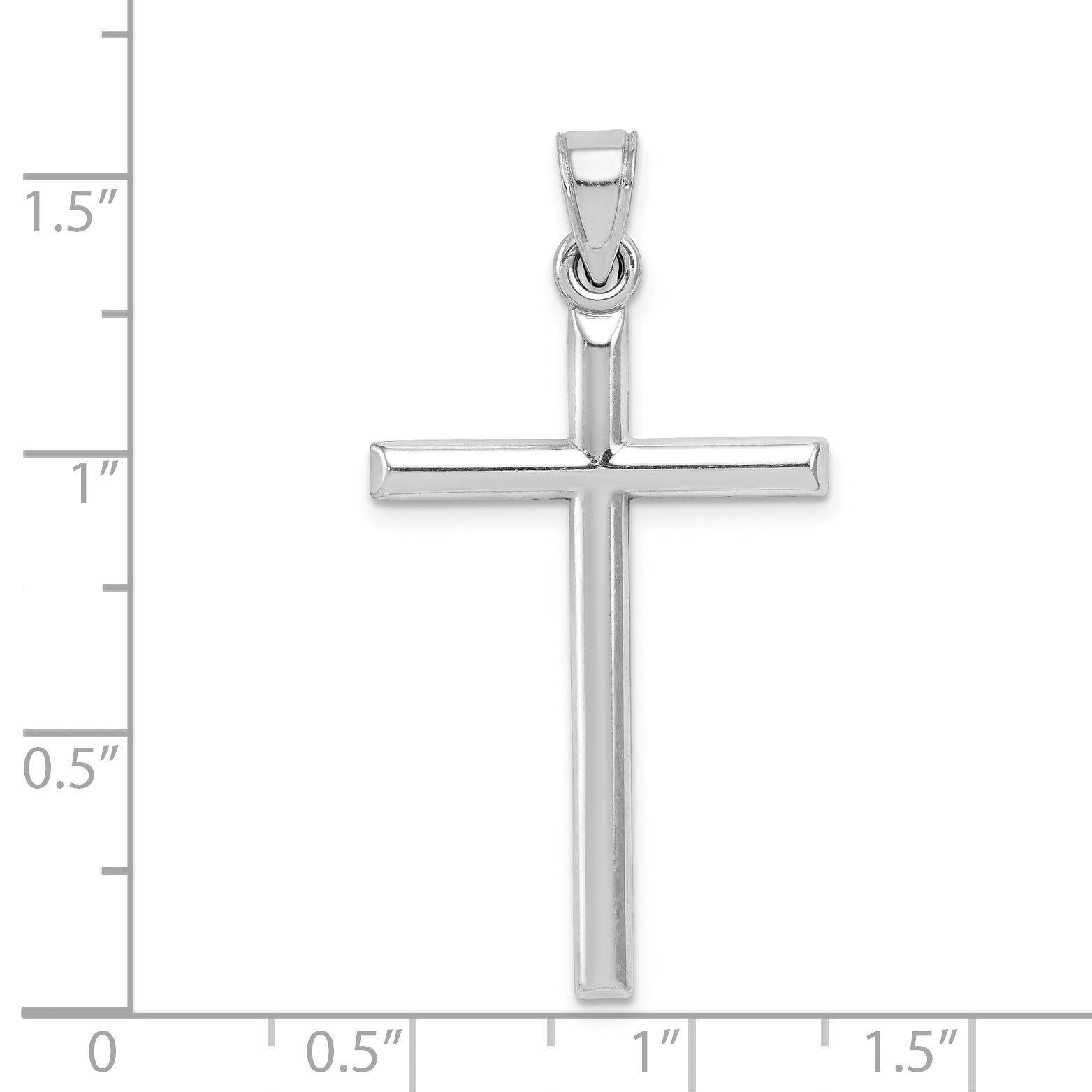 Sterling Silver 925 Polished Latin Cross Pendant with Rhodium Finish