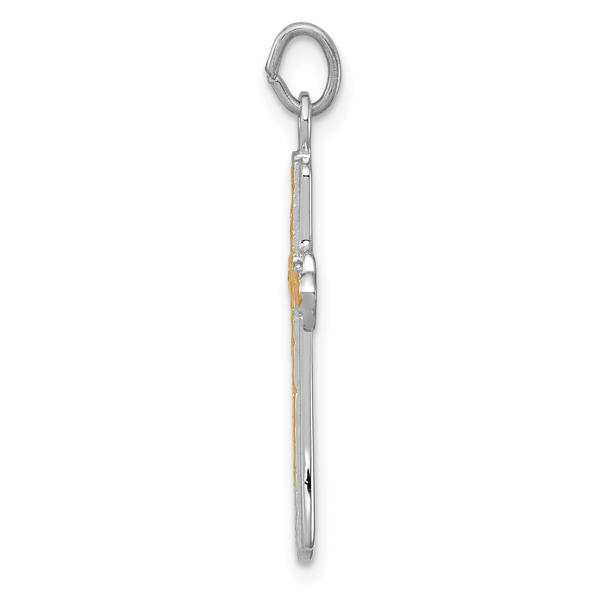 Sterling Silver 18K Gold-Plated Cross Charm with Polished Finish Secondary image