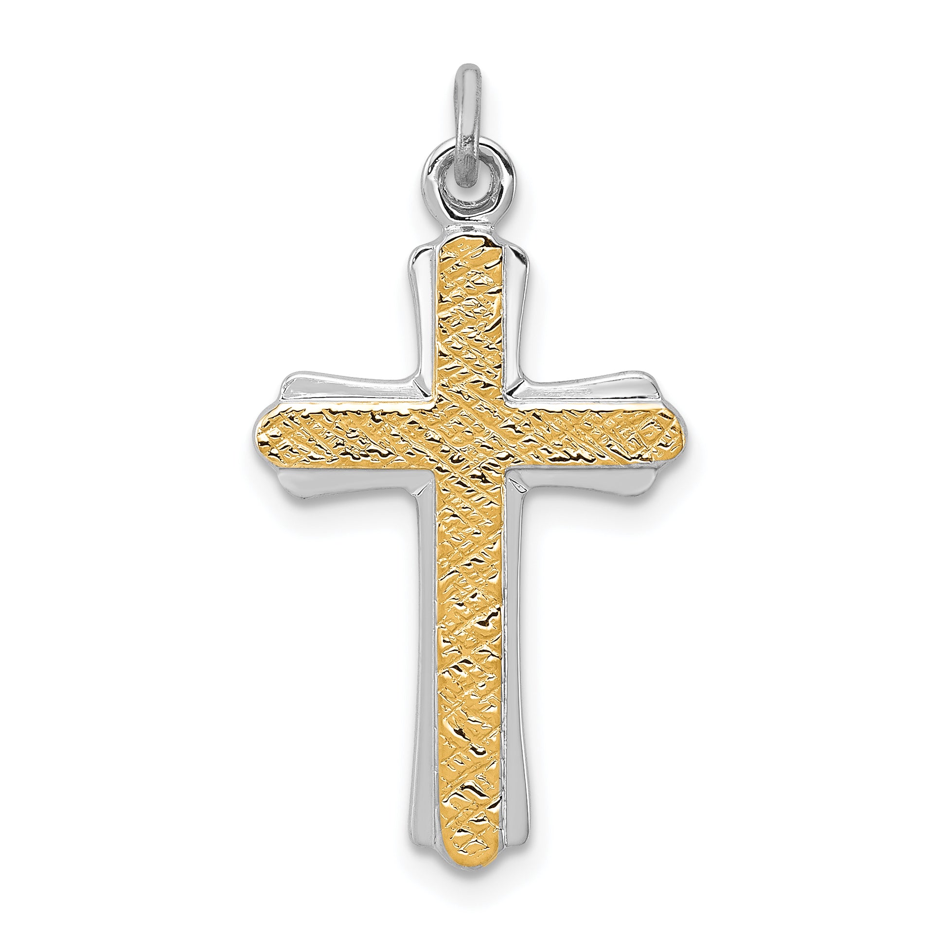 Sterling Silver Rhodium-plated & 18k Gold-plated Cross Charm Main image