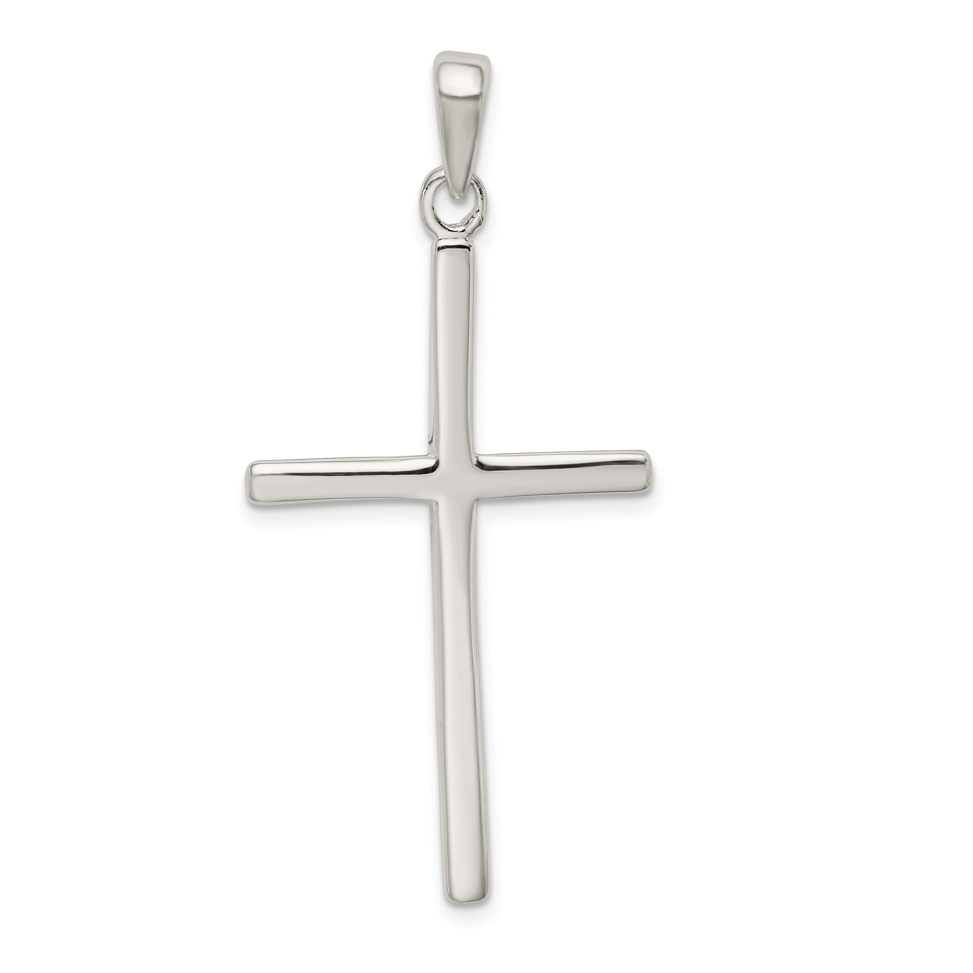 Sterling Silver 925 Polished Cross Pendant with Anti-Tarnish Coating