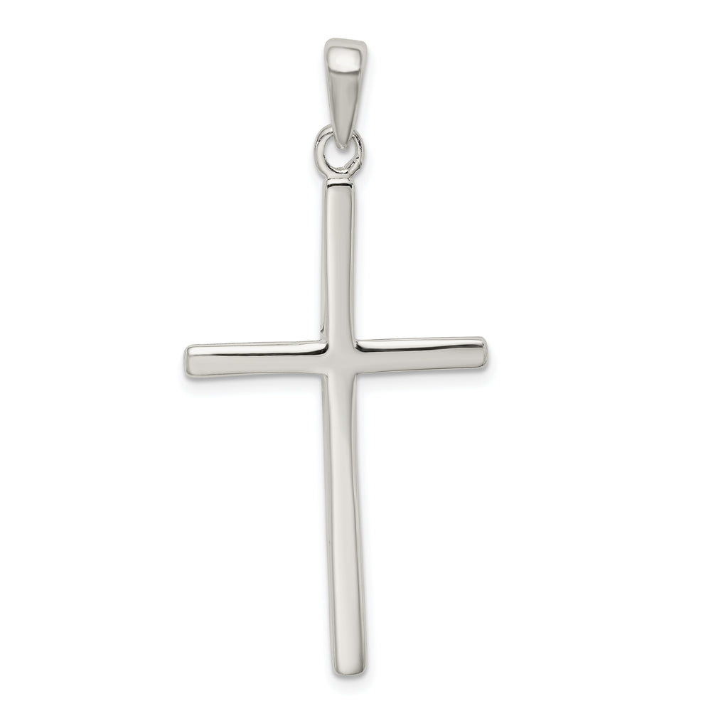 Sterling Silver 925 Polished Cross Pendant with Anti-Tarnish Coating