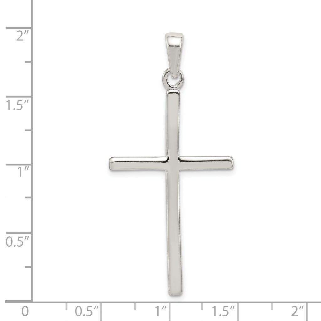 Sterling Silver 925 Polished Cross Pendant with Anti-Tarnish Coating