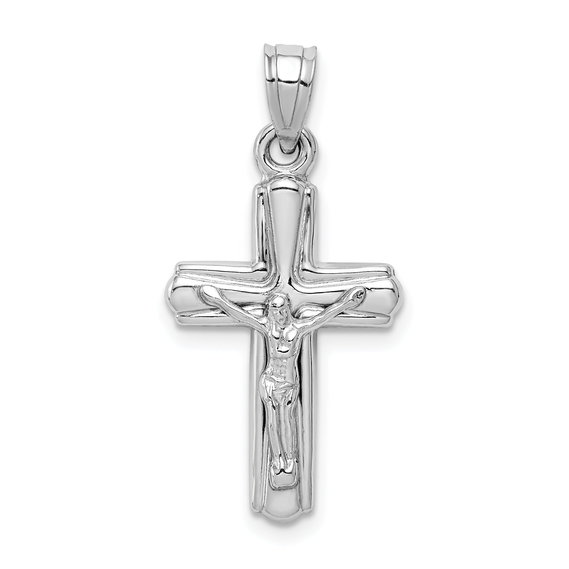 Sterling Silver Rhodium-plated Hollow Crucifix Pendant Main image