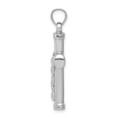 Sterling Silver 925 Rhodium-Plated 3D Latin Crucifix Pendant Polished Finish