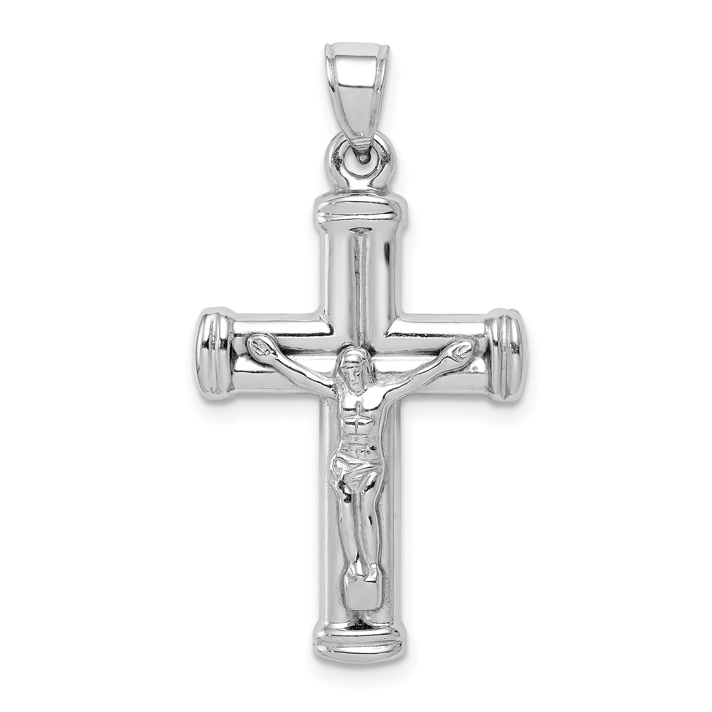 Sterling Silver Rhodium-plated Hollow Latin Crucifix Pendant Main image