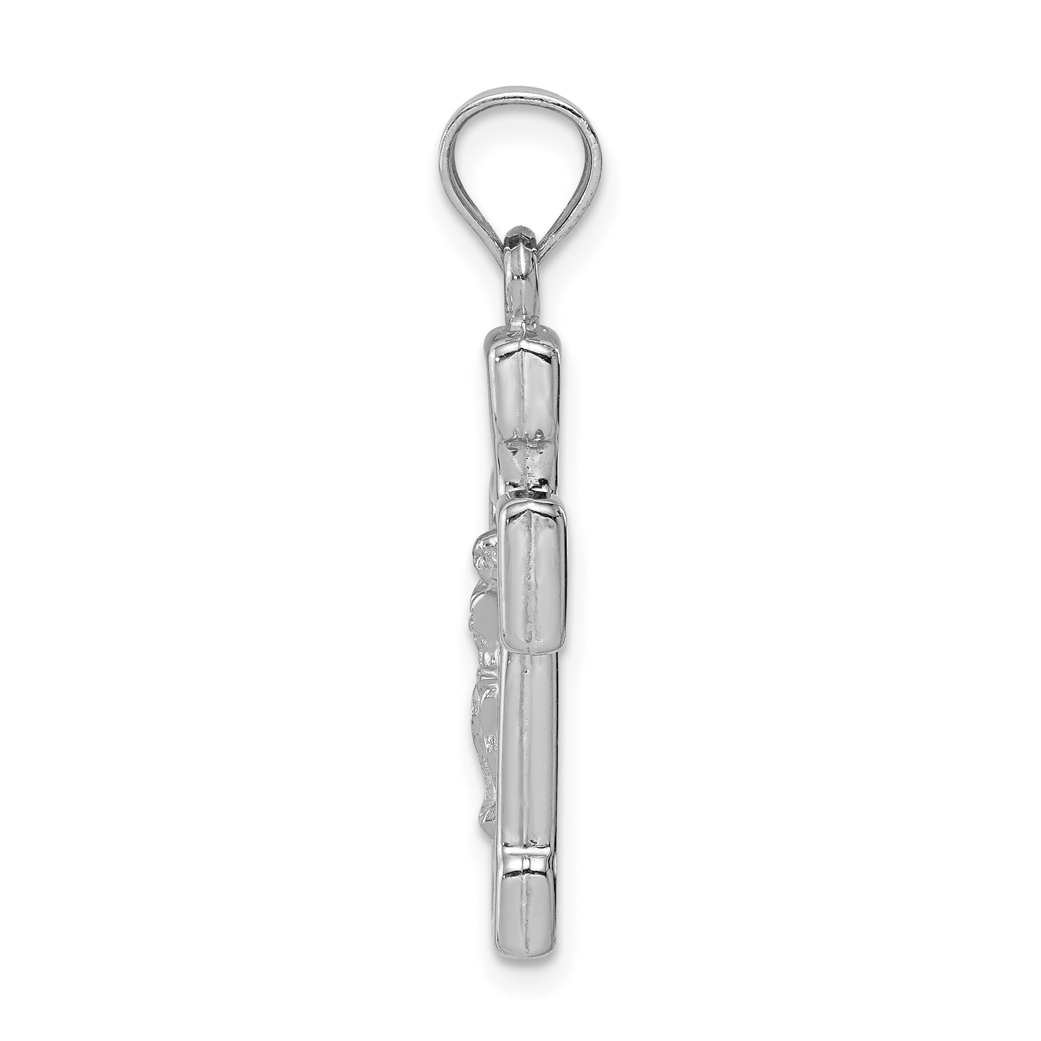 Sophia Jewelers Sterling Silver 3D Latin Crucifix Pendant Polished Finish