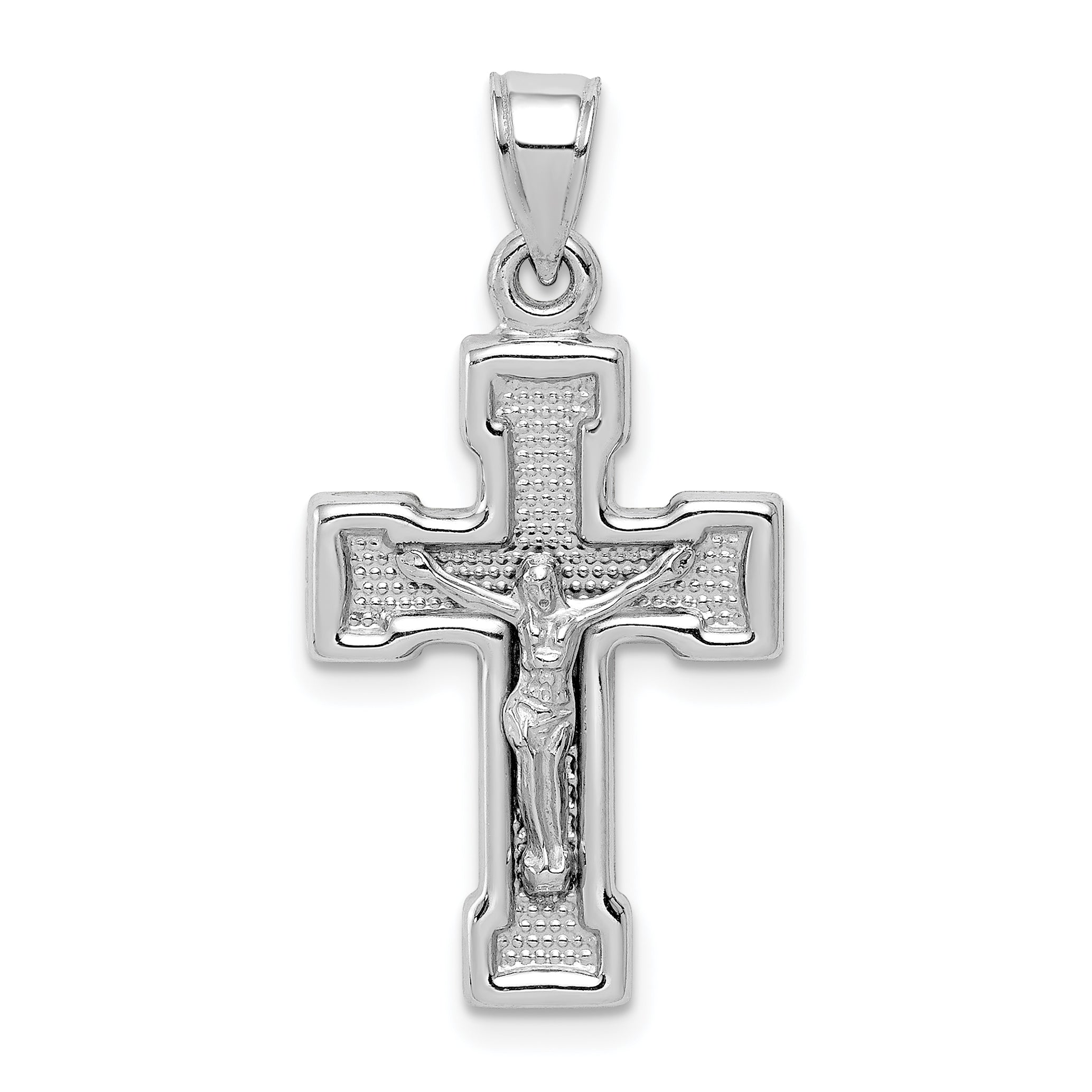 Sterling Silver Rhodium-plated Hollow Latin Crucifix Pendant Main image