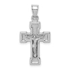 Sterling Silver Rhodium-plated Hollow Latin Crucifix Pendant
