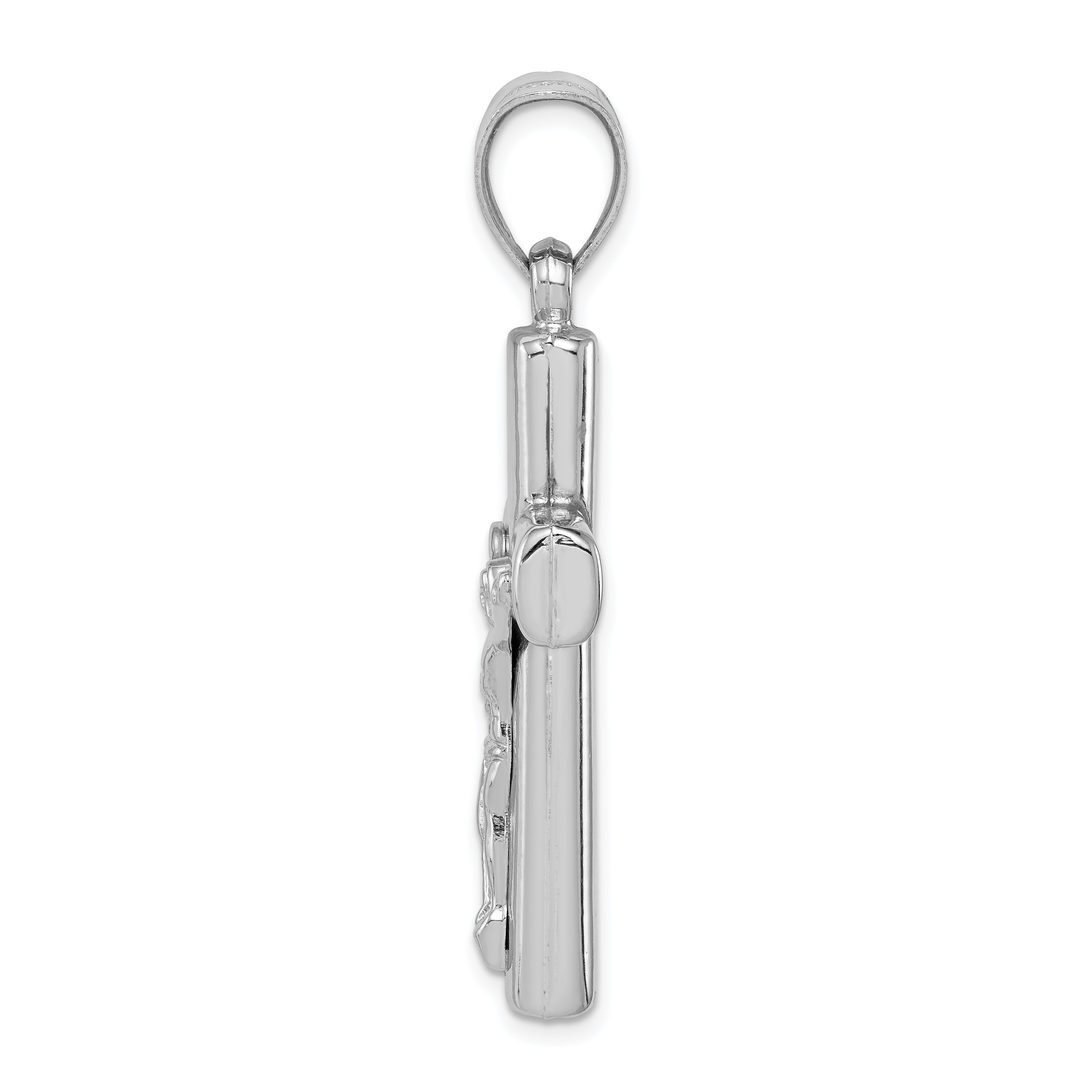 Sterling Silver 925 Rhodium-Plated Crucifix Pendant Polished 3D Design