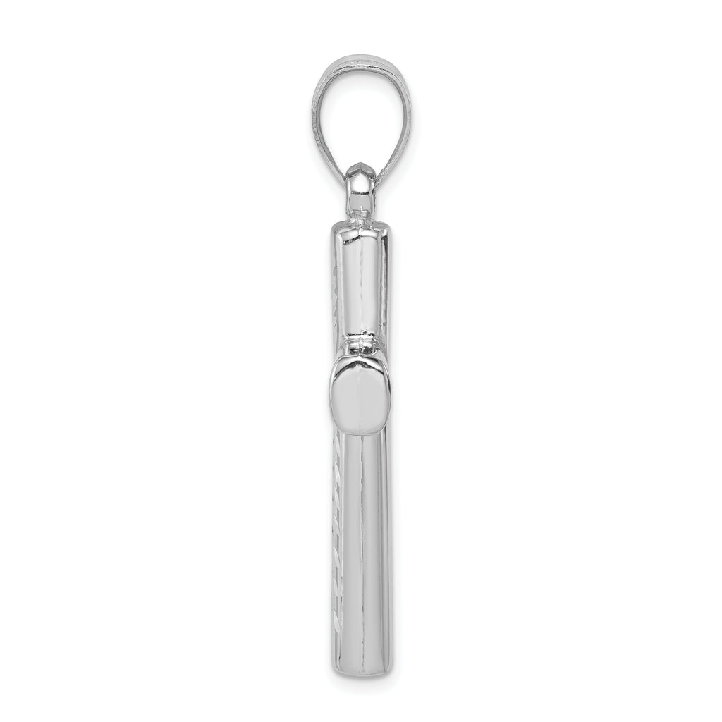 Sterling Silver 925 Diamond-Cut Cross Pendant with Polished Rhodium Finish