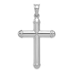 Sterling Silver 3D Reversible Cross Pendant with Rhodium-Plated Diamond-Cut Finish