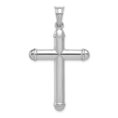 Sterling Silver 3D Reversible Cross Pendant with Rhodium-Plated Diamond-Cut Finish