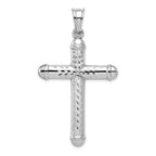 Sterling Silver Rhodium-plated Diamond -Cut Reversible Cross Pendant