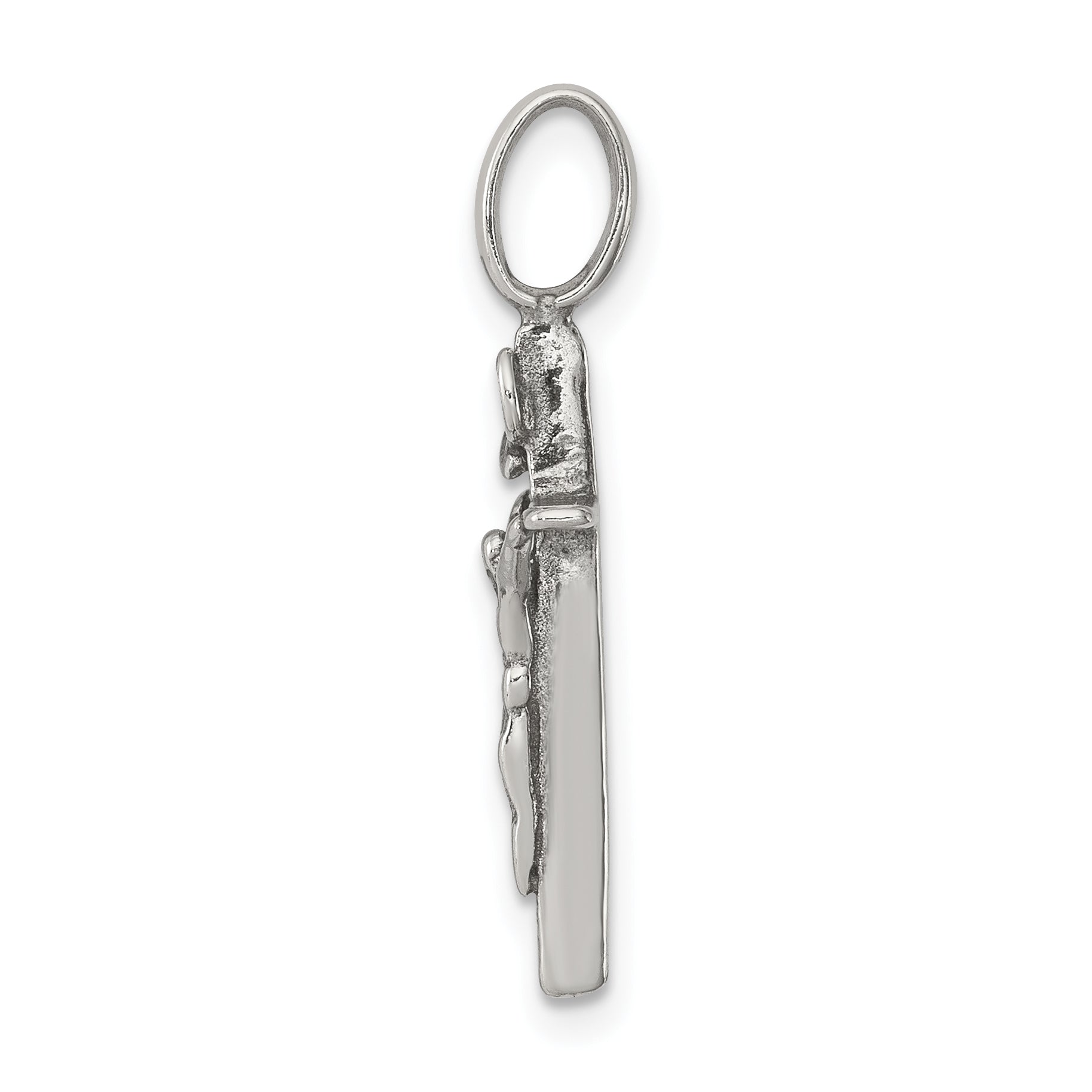 Sterling Silver 925 INRI Crucifix Pendant with Antiqued Polished Finish Secondary image