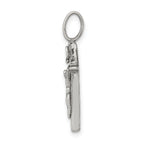 Sterling Silver 925 INRI Crucifix Pendant with Antiqued Polished Finish