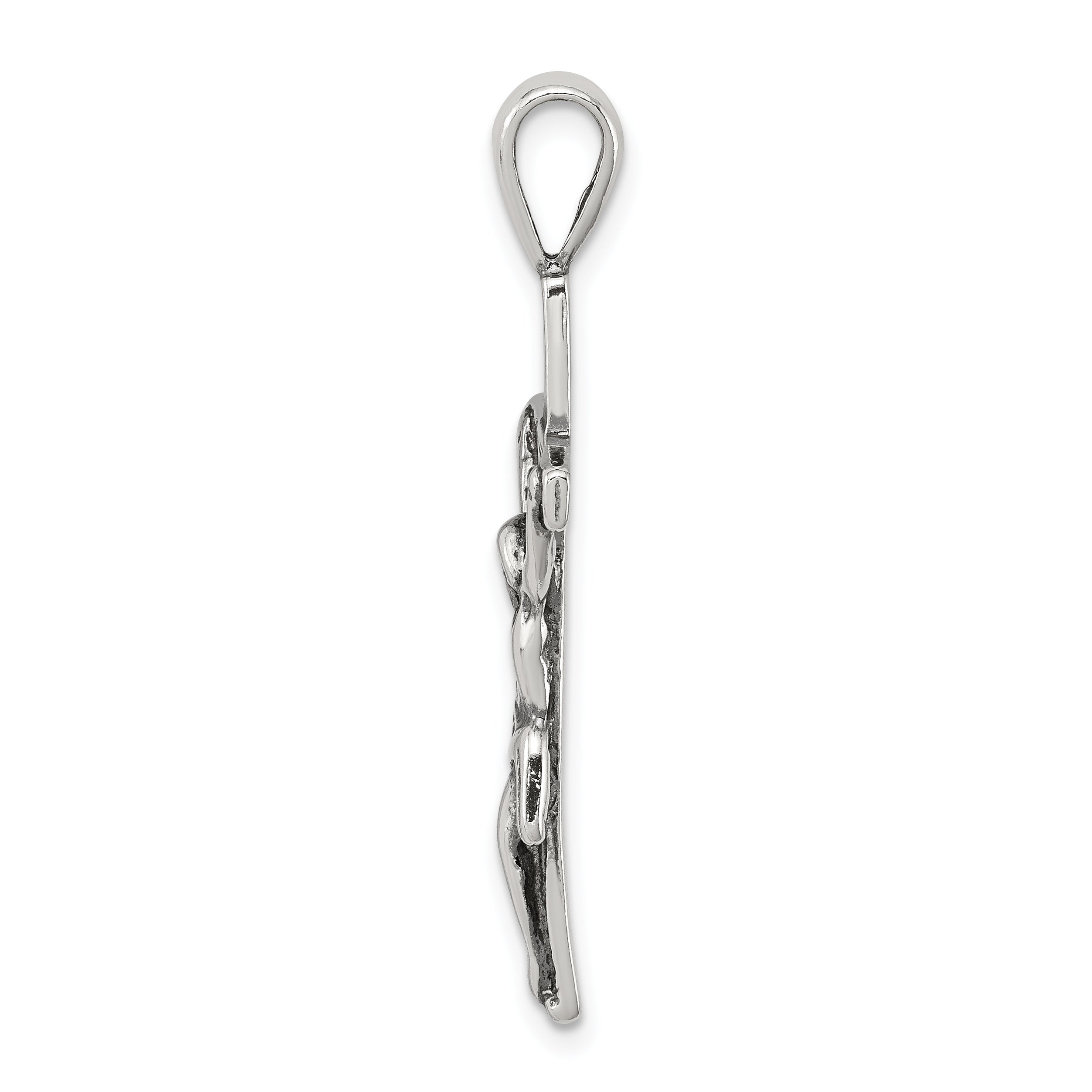 Sterling Silver 925 Polished Crucifix Pendant Antique Design