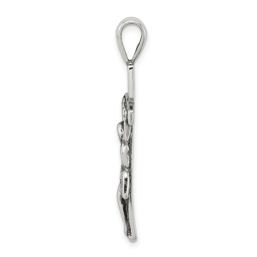 Sterling Silver 925 Polished Crucifix Pendant Antique Design