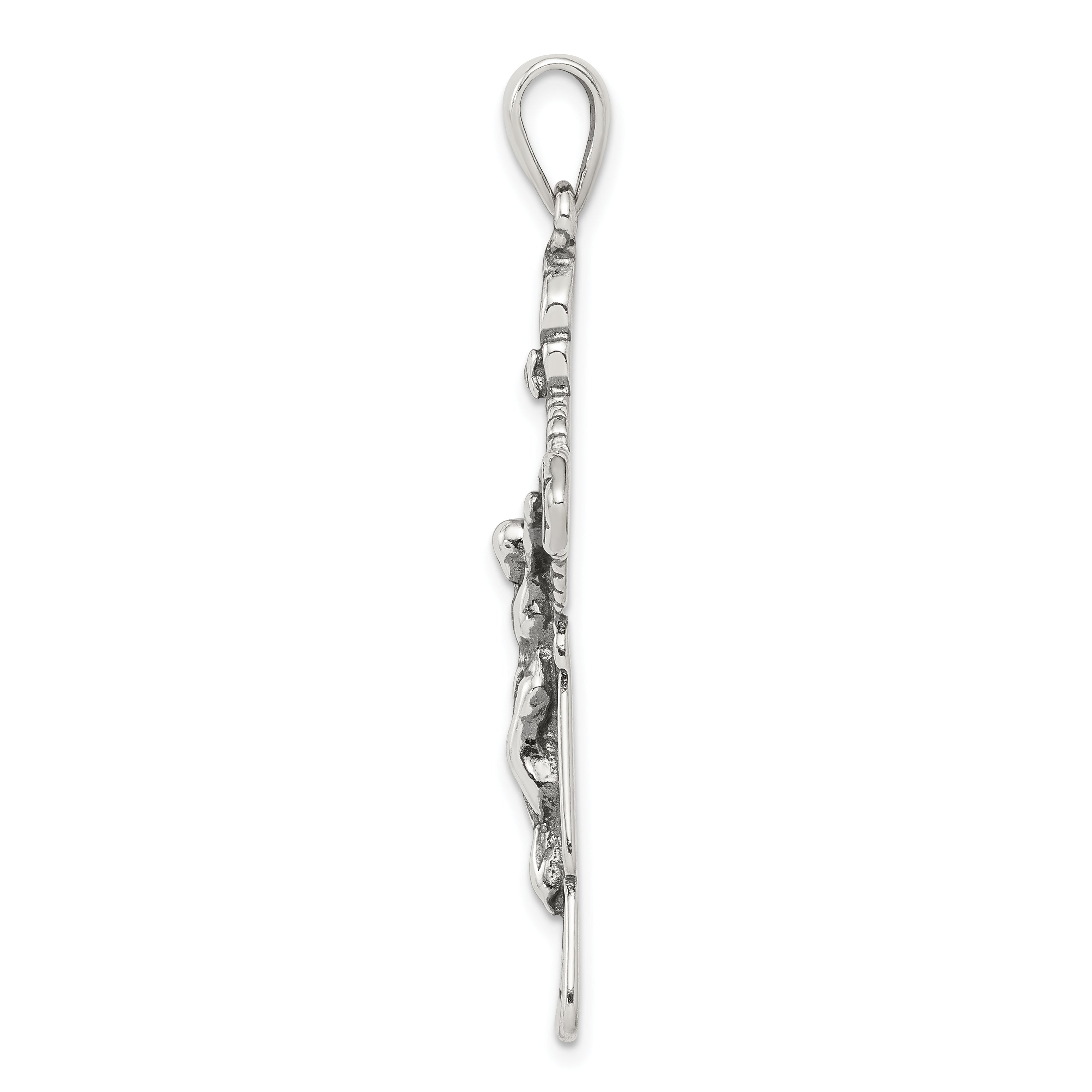 Sterling Silver 925 Polished Iona Crucifix Pendant Elegant Antique Design
