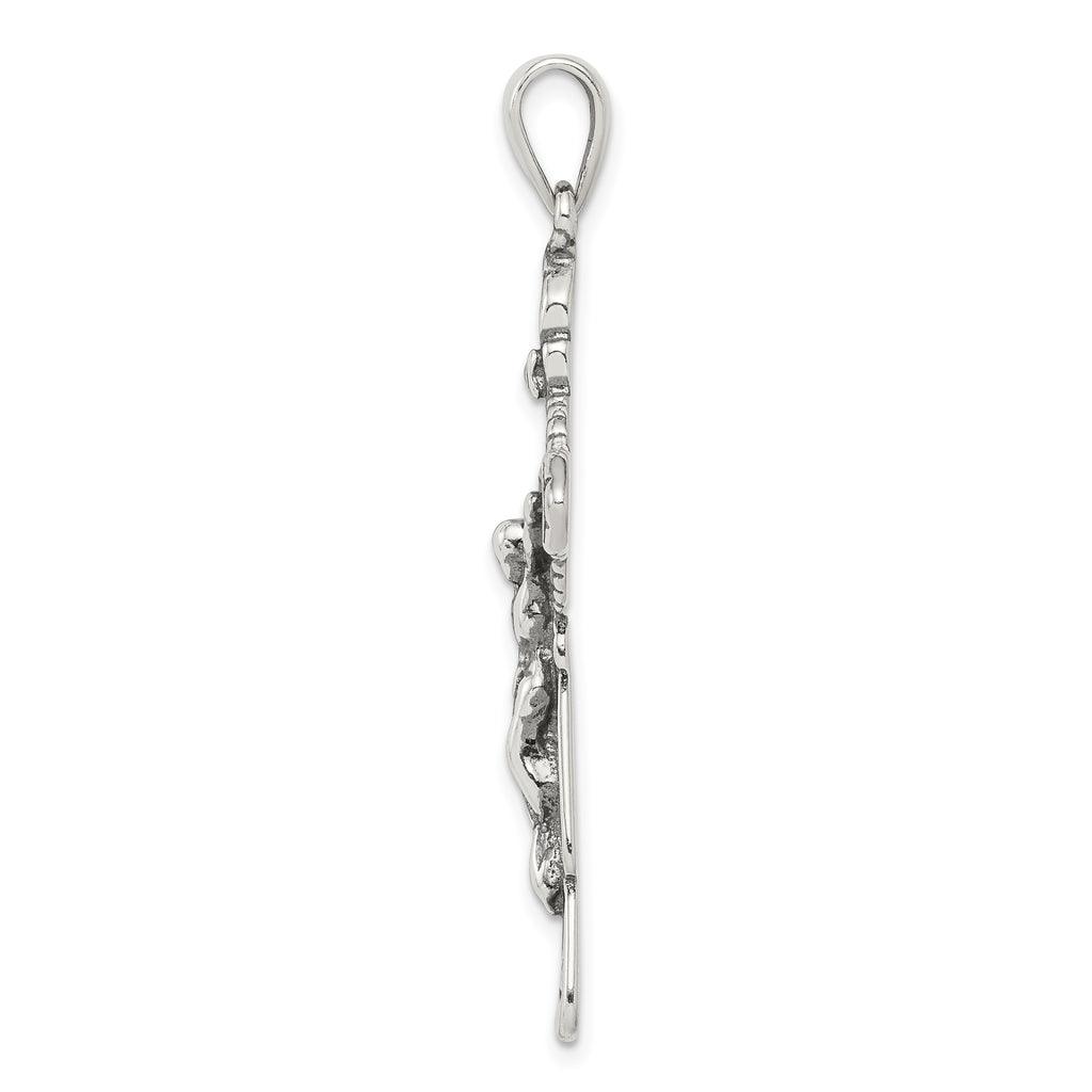 Sterling Silver 925 Polished Iona Crucifix Pendant Elegant Antique Design