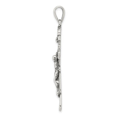 Sterling Silver 925 Polished Iona Crucifix Pendant Elegant Antique Design