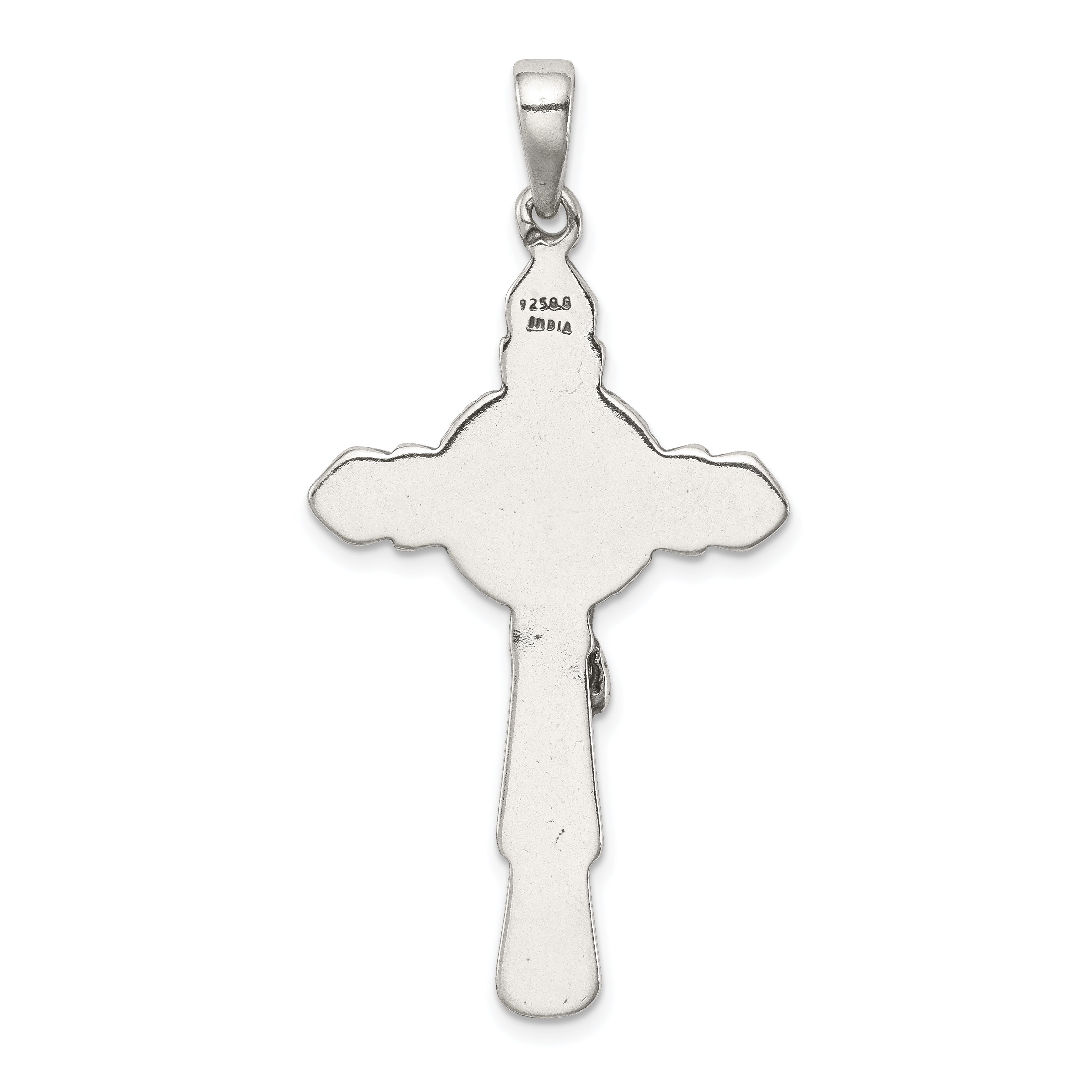 Sterling Silver 925 Polished Iona Crucifix Pendant Elegant Antique Design