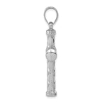 Sterling Silver 925 Polished 3D Latin Cross Pendant Rhodium-Plated