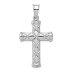Sterling Silver 925 Polished 3D Latin Cross Pendant Rhodium-Plated