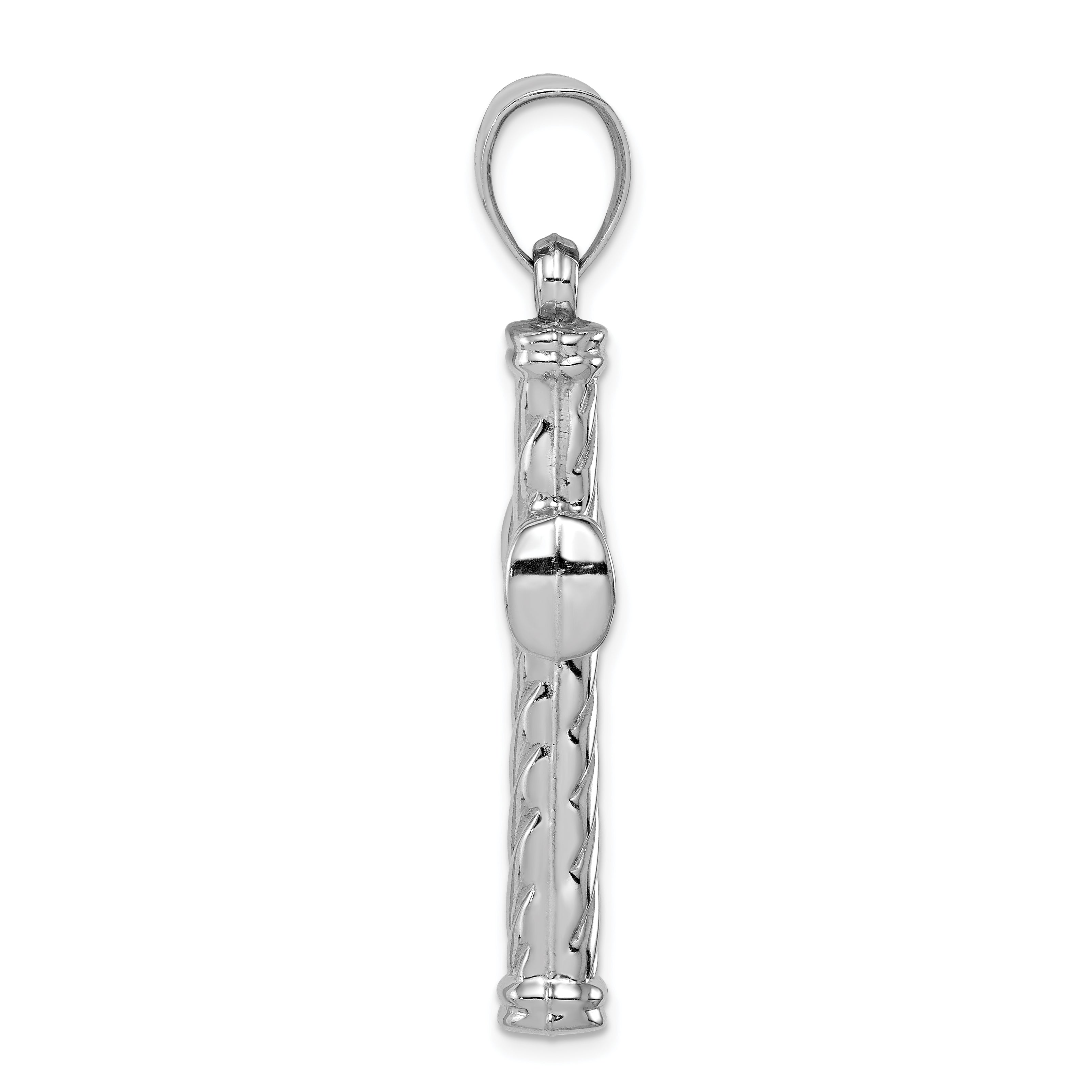 Sterling Silver Rhodium-Plated Latin Cross Pendant with Polished 3D Design