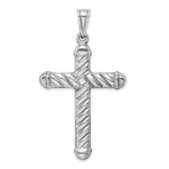 Sterling Silver 3D Hollow Cross Pendant with Rhodium Polish