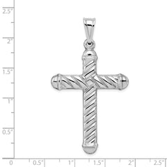 Sterling Silver 3D Hollow Cross Pendant with Rhodium Polish