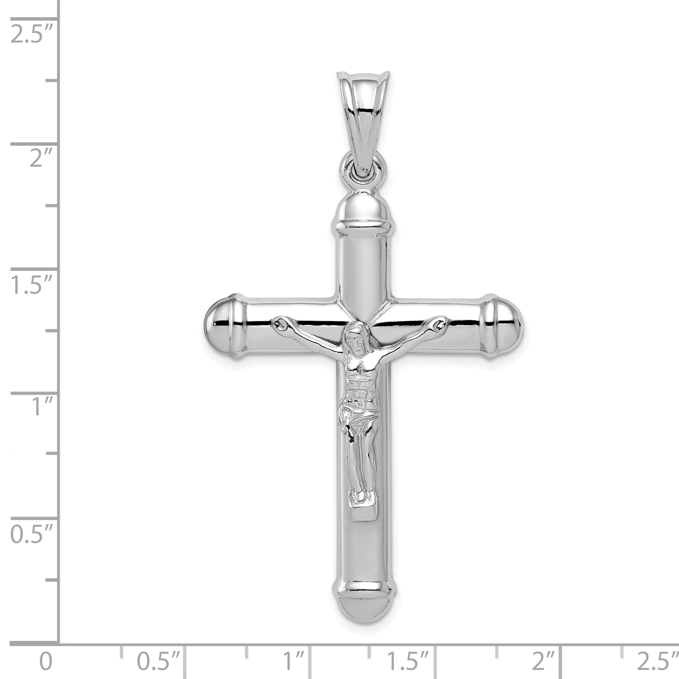 Sterling Silver 925 Reversible 3D Crucifix Pendant with Rhodium Polish