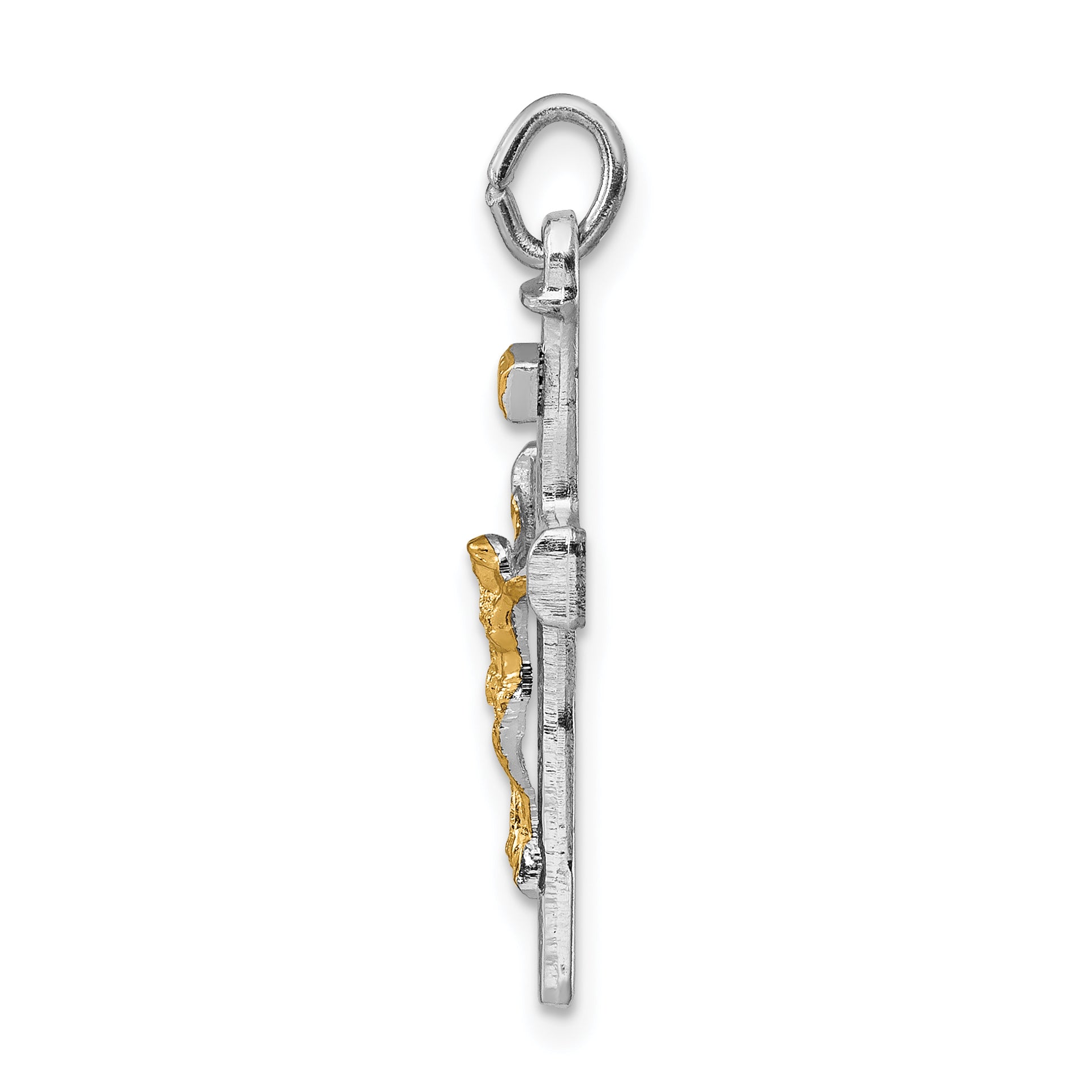 Sterling Silver Gold-Plated Crucifix Charm with Polished Finish for Elegance Secondary image