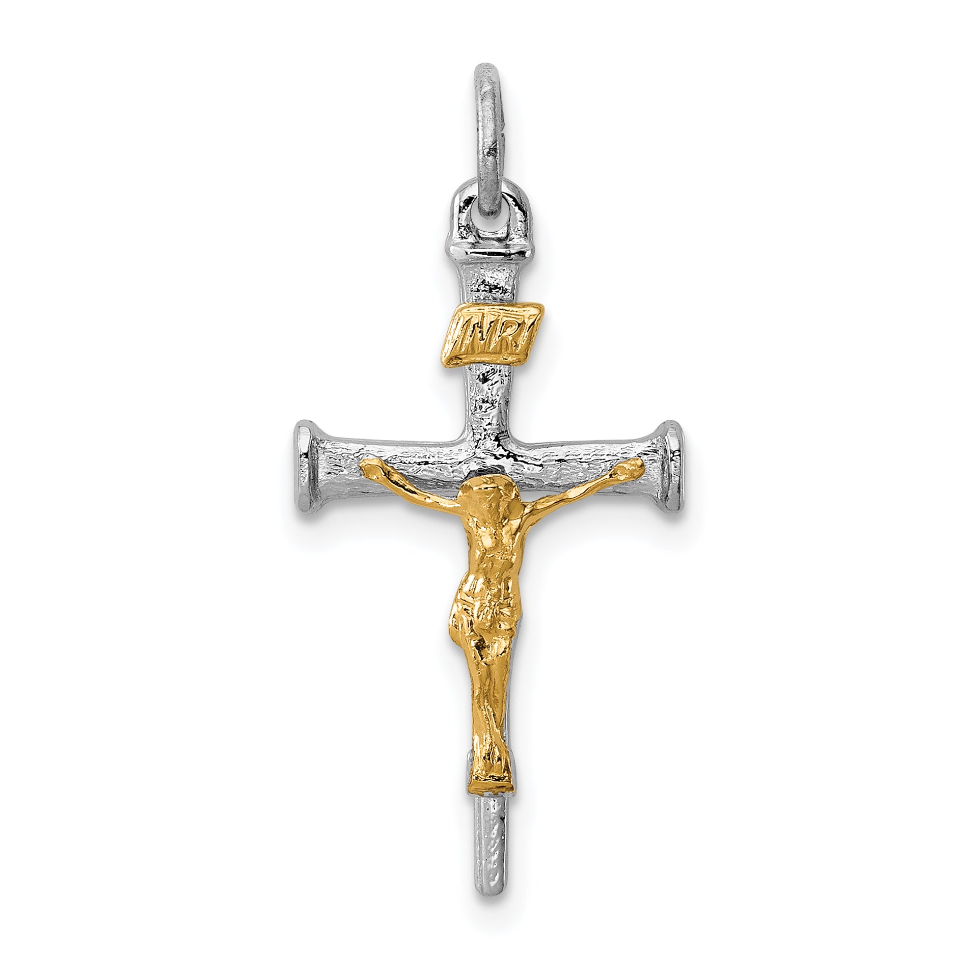Sterling Silver Rhodium-plated & 18k Gold-plated Crucifix Charm Main image
