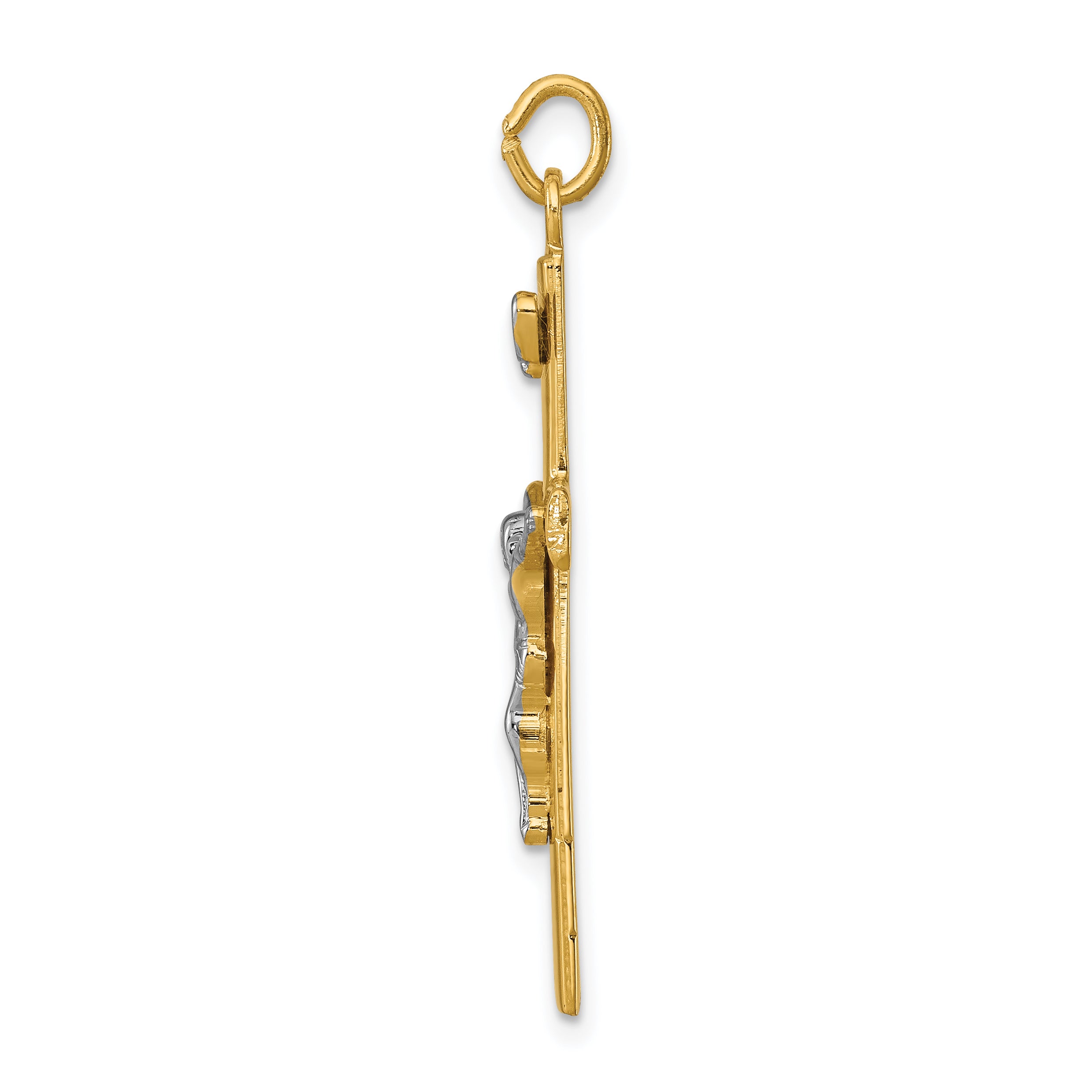 Sterling Silver 18K Gold-Plated Crucifix Pendant with Polished Rhodium Finish Secondary image