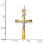 Sterling Silver 18K Gold-Plated Crucifix Pendant with Polished Rhodium Finish