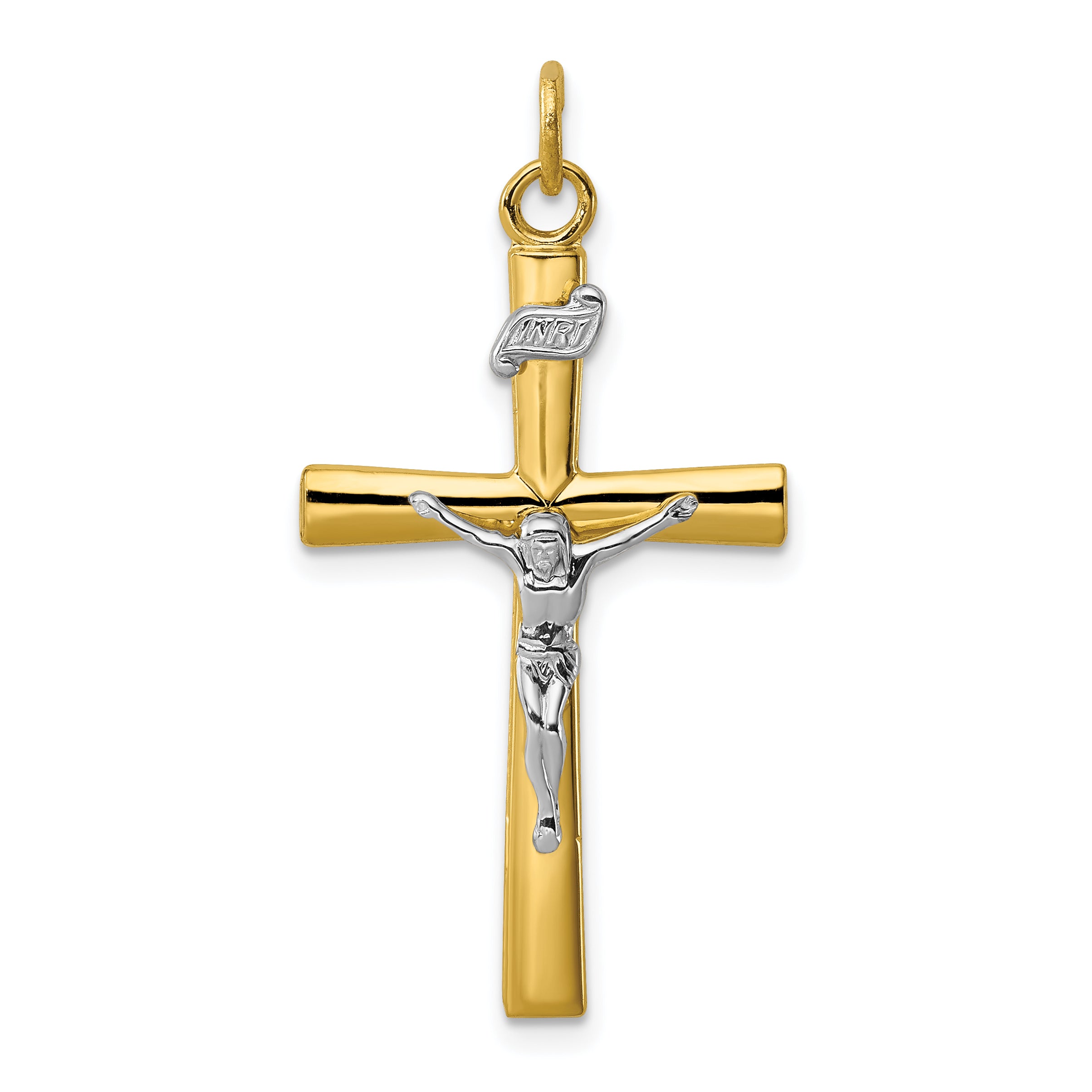 Sterling Silver Rhodium-plated & 18k Gold-plated Crucifix Pendant Main image